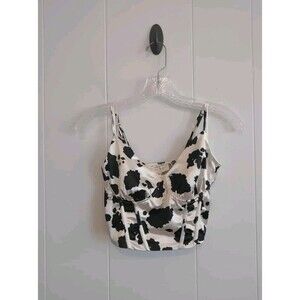 Thirty Thirty | NWT Cow Print Silky Stretch Sleeveless Crop Top Size XS